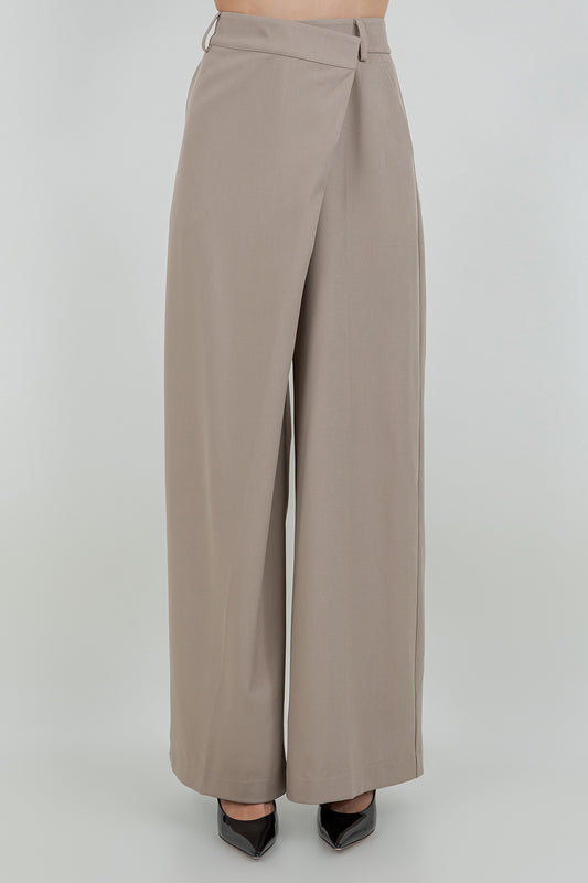 WRAP DETAIL WIDE PANTS - MOCHA - Whiteroom+Cactus