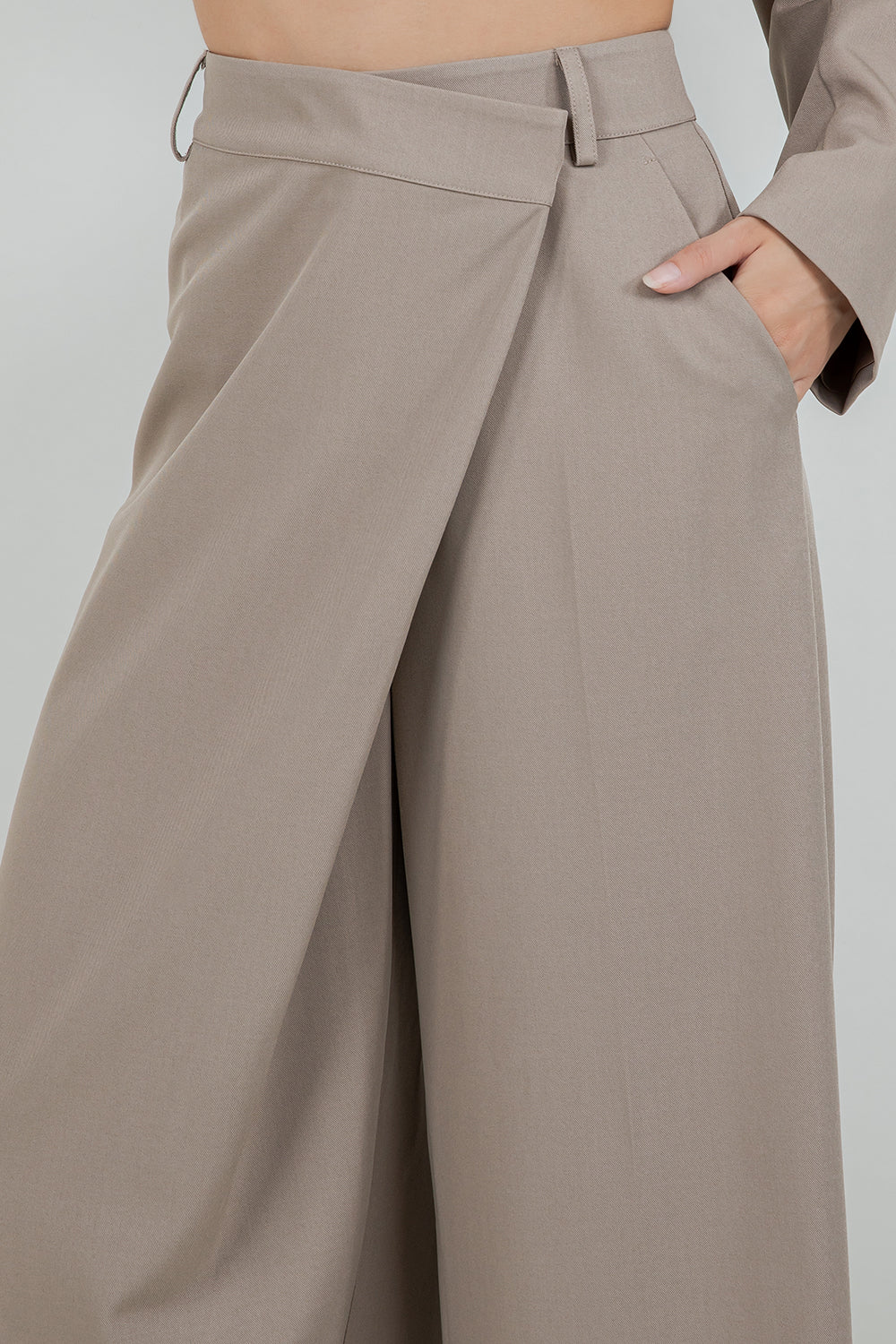 WRAP DETAIL WIDE PANTS - MOCHA - Whiteroom+Cactus