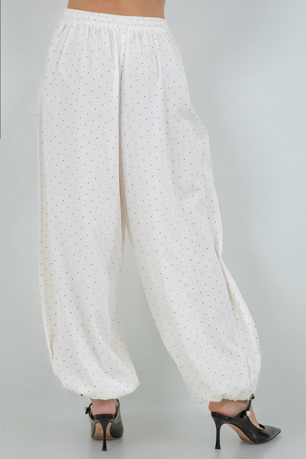 POLKA DOT BALLOON GENIE PANTS WITH BOTTOM DRAWSTRING ADJUSTERS - Whiteroom+Cactus
