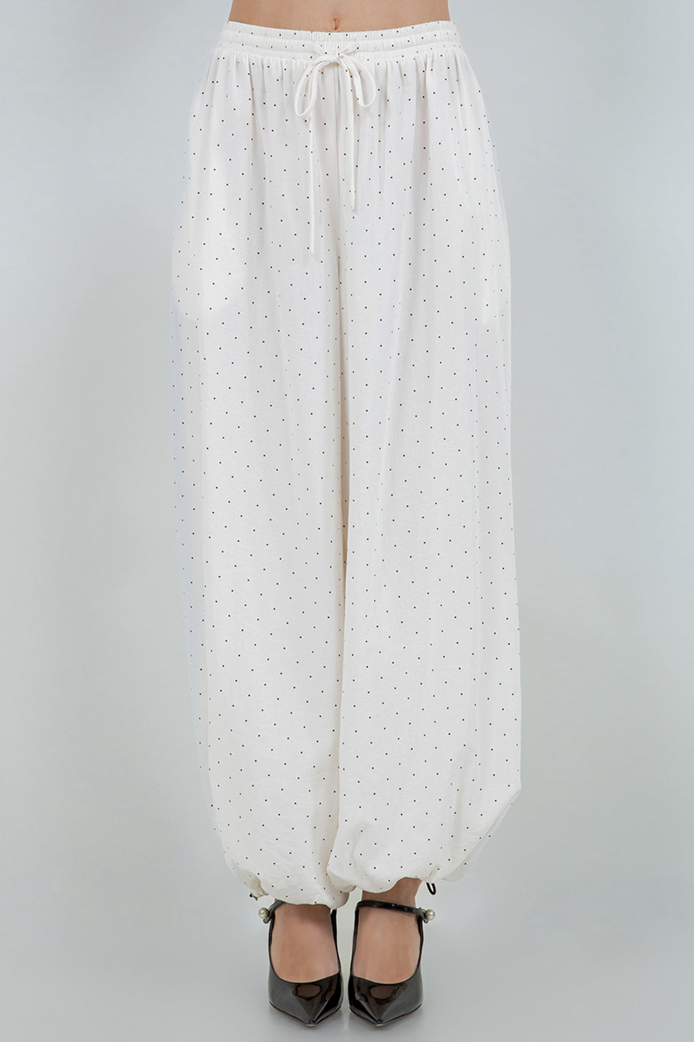 POLKA DOT BALLOON GENIE PANTS WITH BOTTOM DRAWSTRING ADJUSTERS - Whiteroom+Cactus