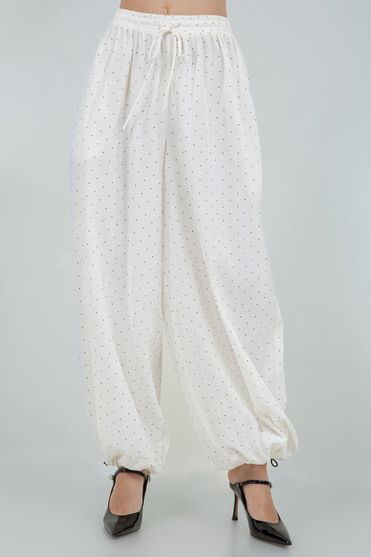 POLKA DOT BALLOON GENIE PANTS WITH BOTTOM DRAWSTRING ADJUSTERS - Whiteroom+Cactus