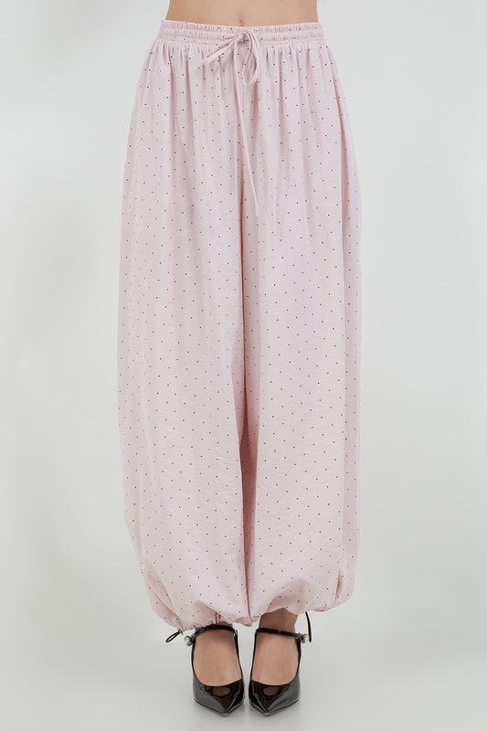 POLKA DOT BALLOON GENIE PANTS WITH BOTTOM DRAWSTRING ADJUSTERS - Whiteroom+Cactus