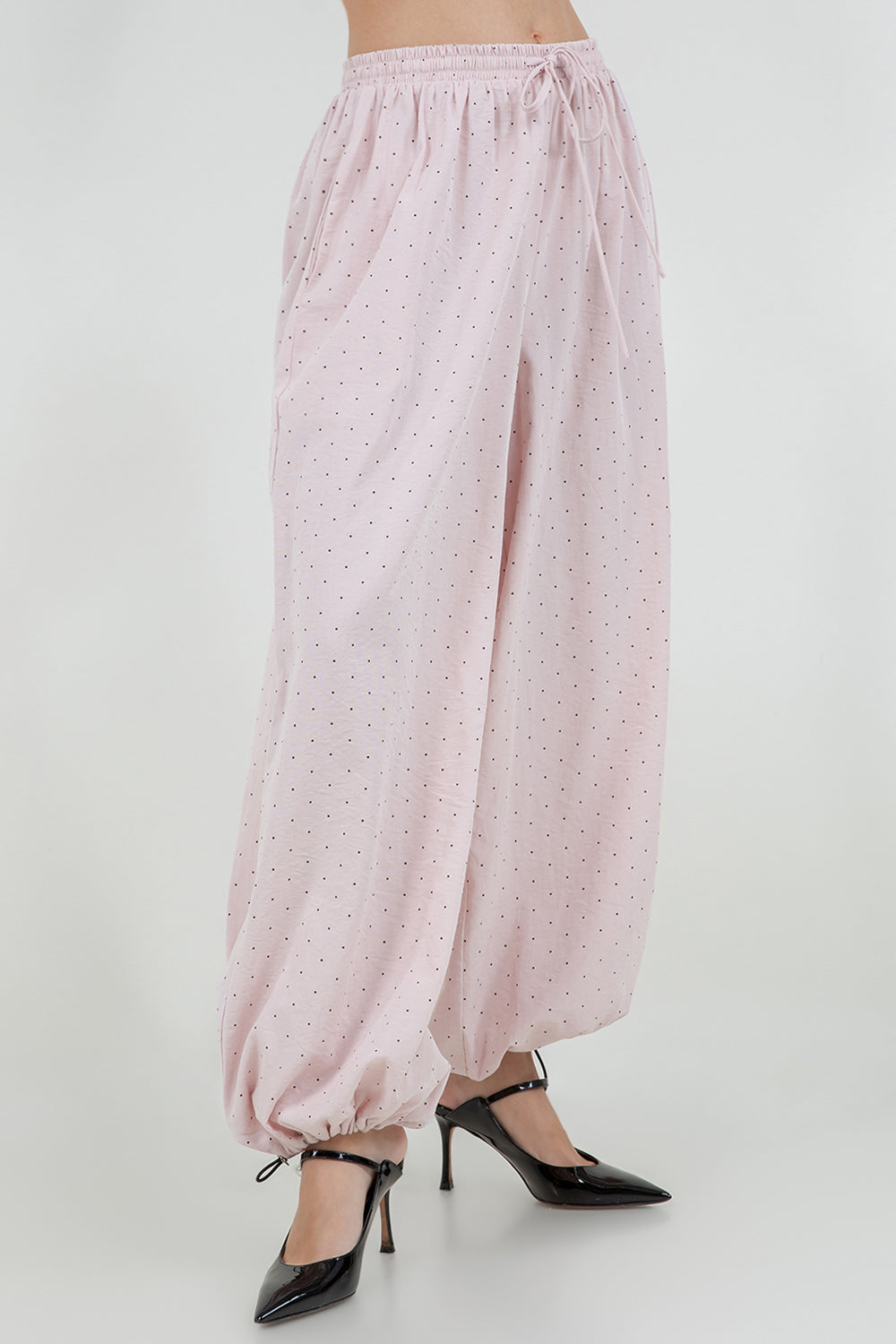 POLKA DOT BALLOON GENIE PANTS WITH BOTTOM DRAWSTRING ADJUSTERS - Whiteroom+Cactus