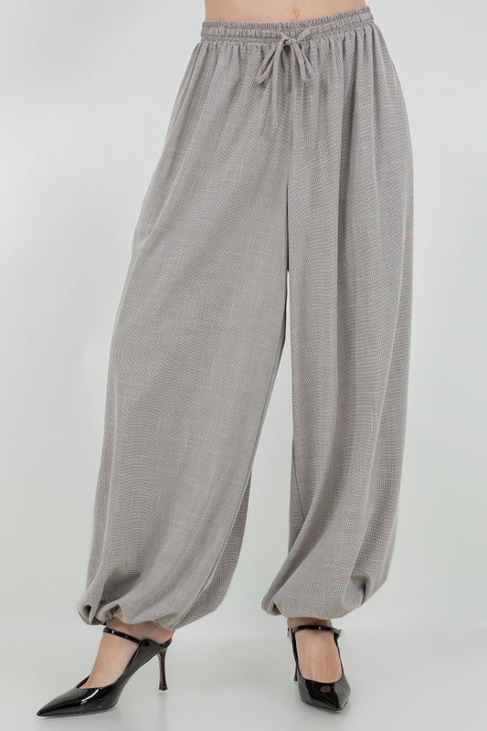 GINGHAM PRINT BALLOON GENIE PANTS WITH BOTTOM DRAWSTRING ADJUSTERS - Whiteroom+Cactus