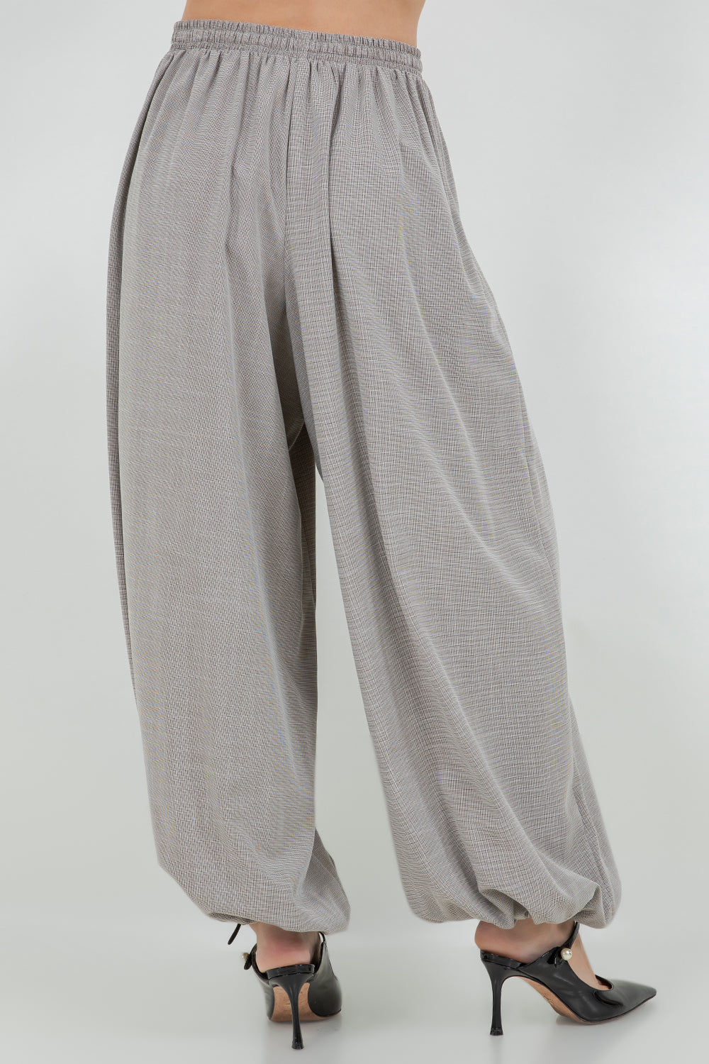 GINGHAM PRINT BALLOON GENIE PANTS WITH BOTTOM DRAWSTRING ADJUSTERS - Whiteroom+Cactus