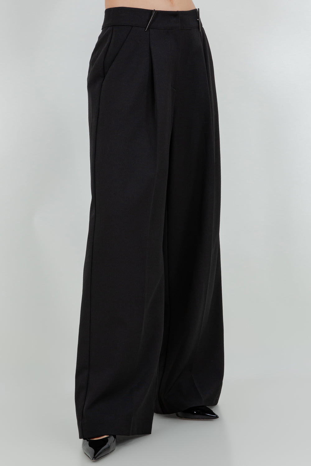 SOFT WOVEN STRAIGHT LEG TROUSERS WITH WAIST ACCENT - Whiteroom+Cactus