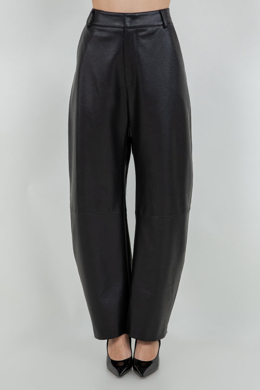 SLIGHT BARREL SHAPE PU FAUX LEATHER PANTS - Whiteroom+Cactus