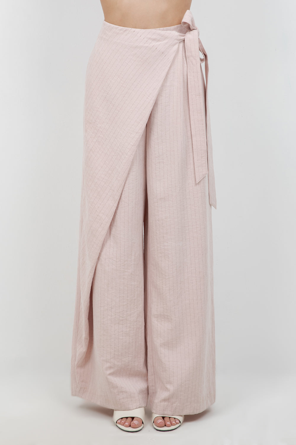OVERLAP LAYER STRAIGHT LEG TROUSERS WITH PINSTRIPES - Whiteroom+Cactus