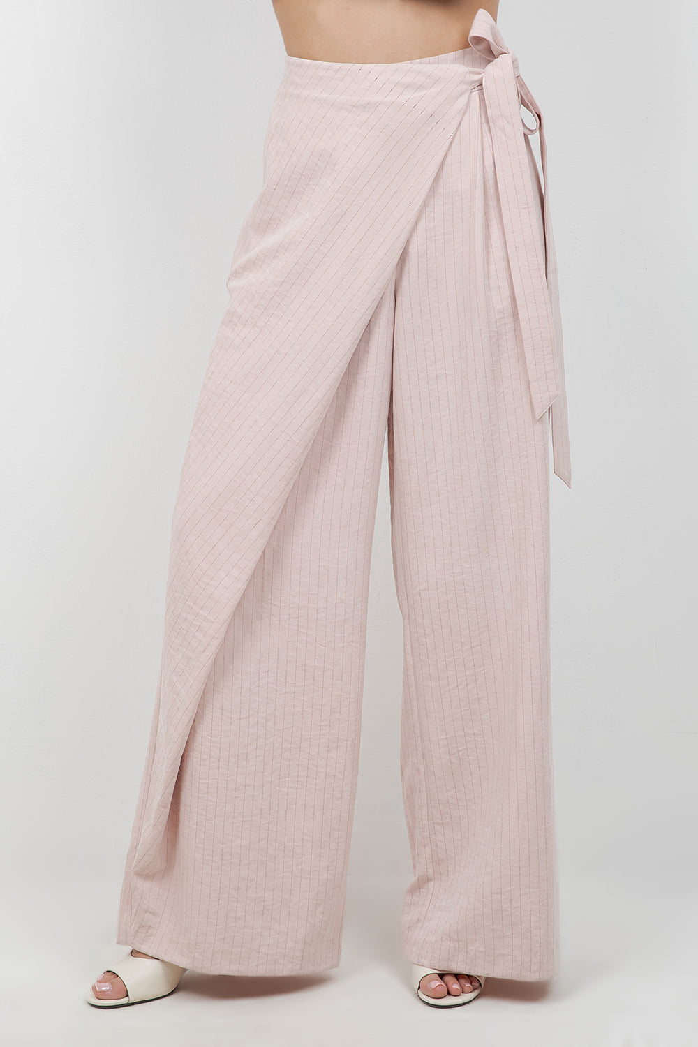 OVERLAP LAYER STRAIGHT LEG TROUSERS WITH PINSTRIPES - Whiteroom+Cactus