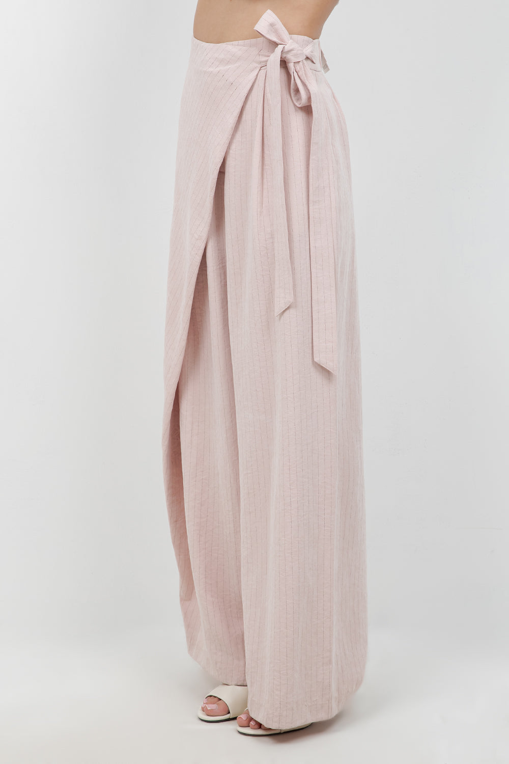 OVERLAP LAYER STRAIGHT LEG TROUSERS WITH PINSTRIPES - Whiteroom+Cactus