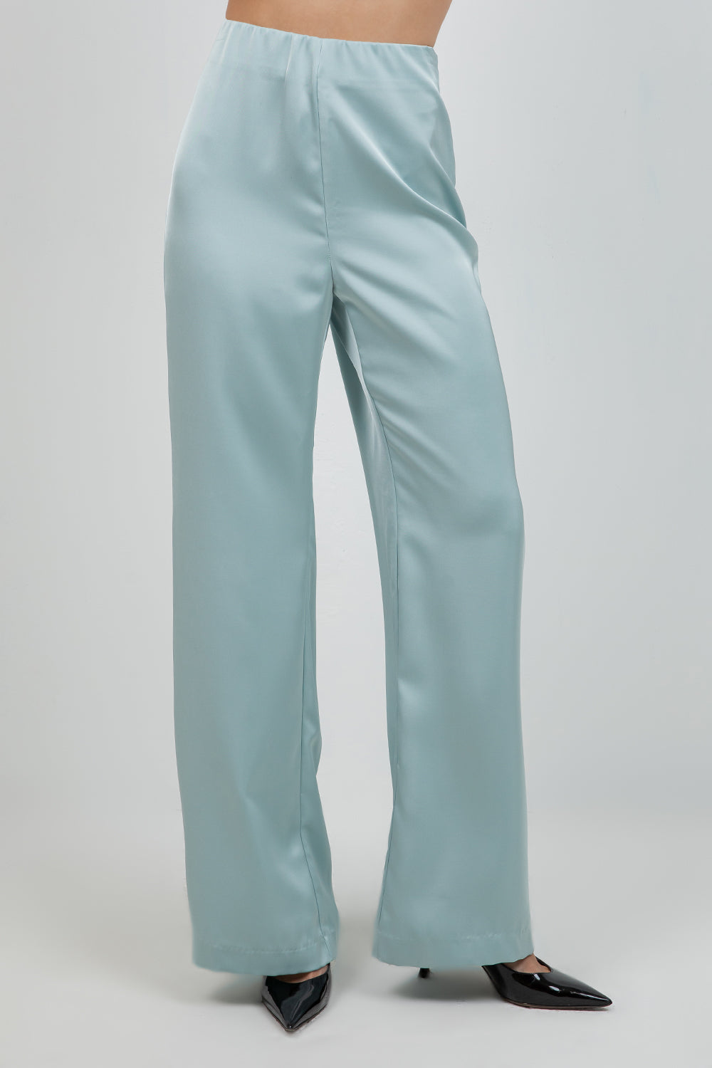 SATIN STRAIGHT LEG TROUSERS - SAGE - Whiteroom+Cactus