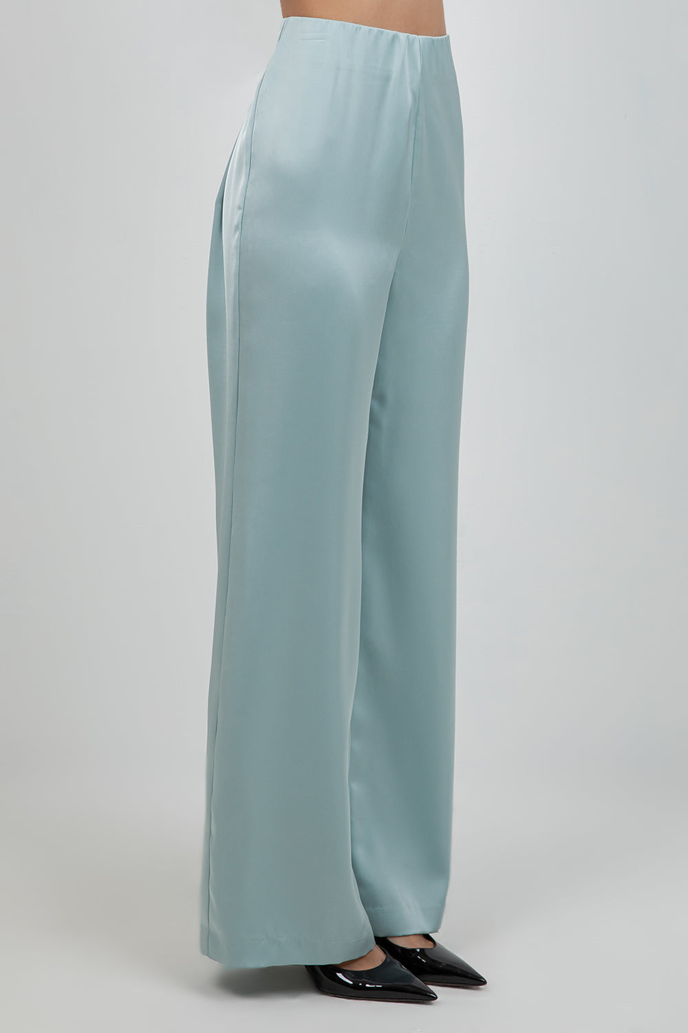SATIN STRAIGHT LEG TROUSERS - SAGE - Whiteroom+Cactus
