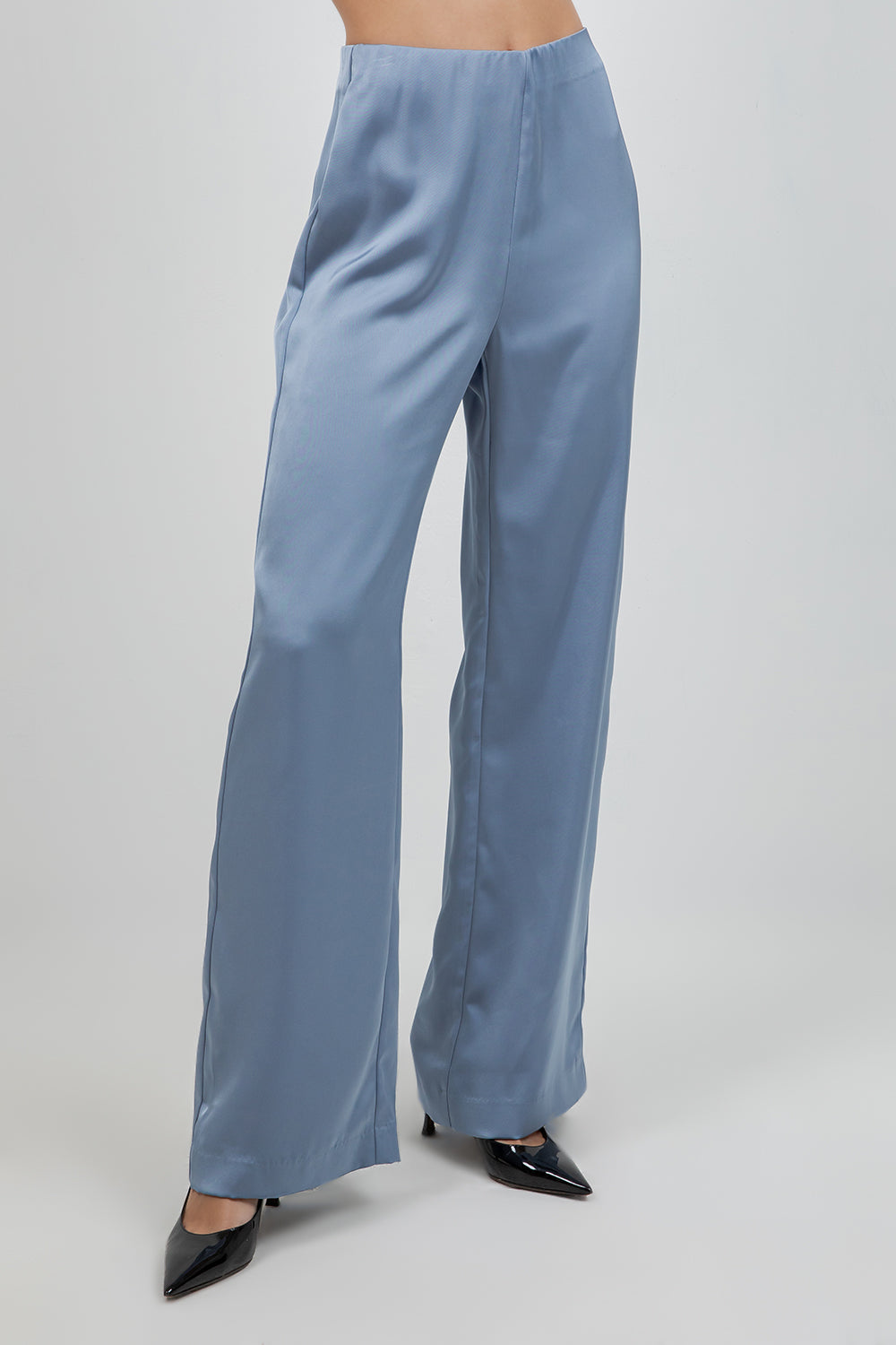 SATIN STRAIGHT LEG TROUSERS - SLATE GREY - Whiteroom+Cactus