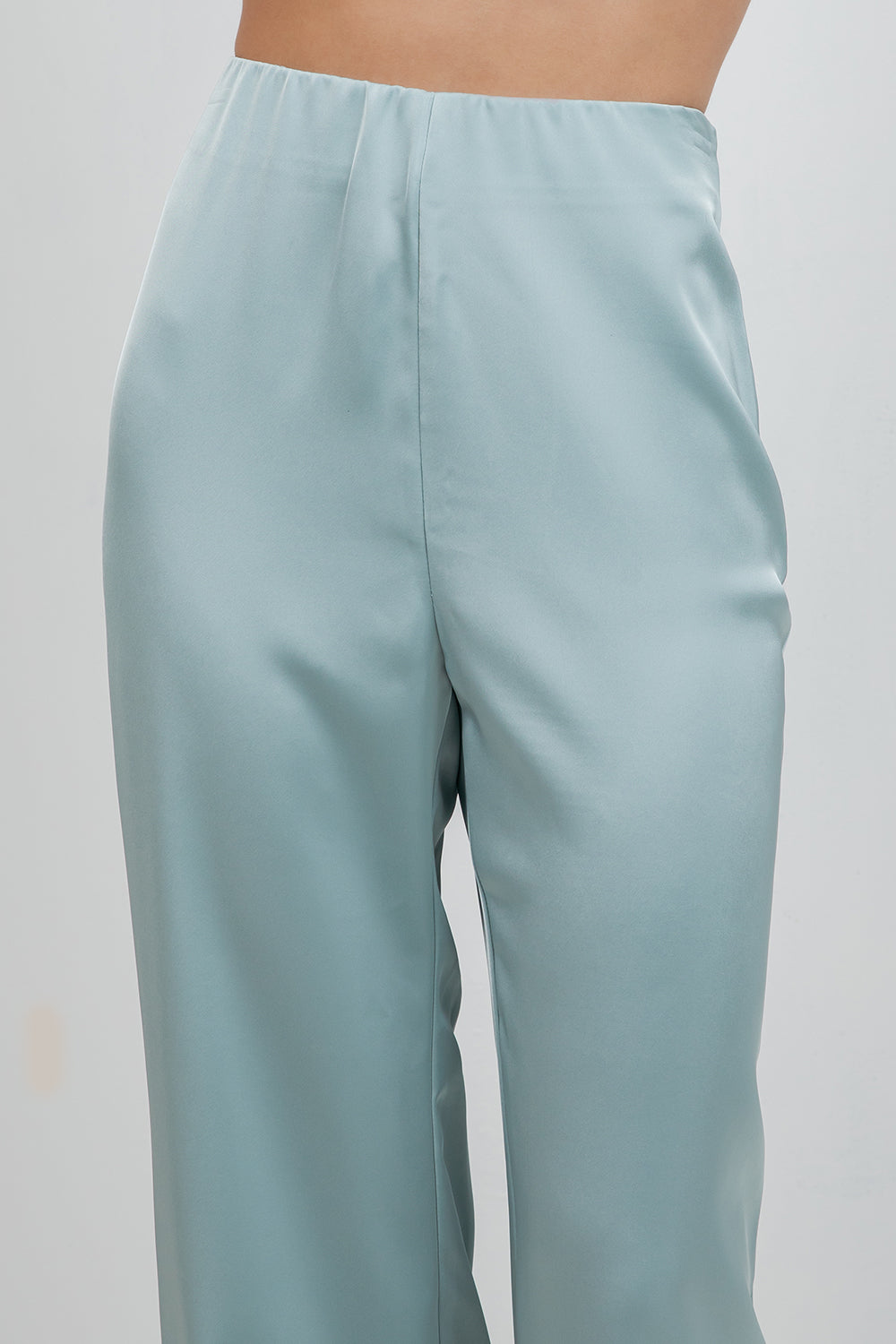 SATIN STRAIGHT LEG TROUSERS - SAGE - Whiteroom+Cactus