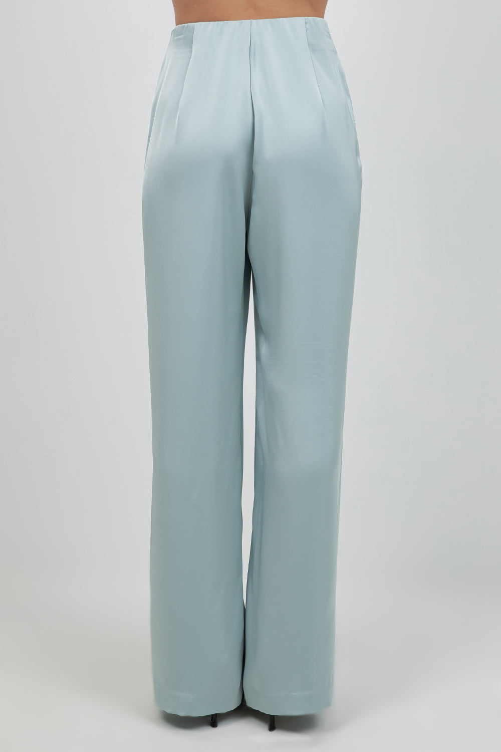 SATIN STRAIGHT LEG TROUSERS - SAGE - Whiteroom+Cactus