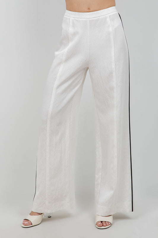 SOFT WOVEN TROUSERS WITH CONTRAST PIPING