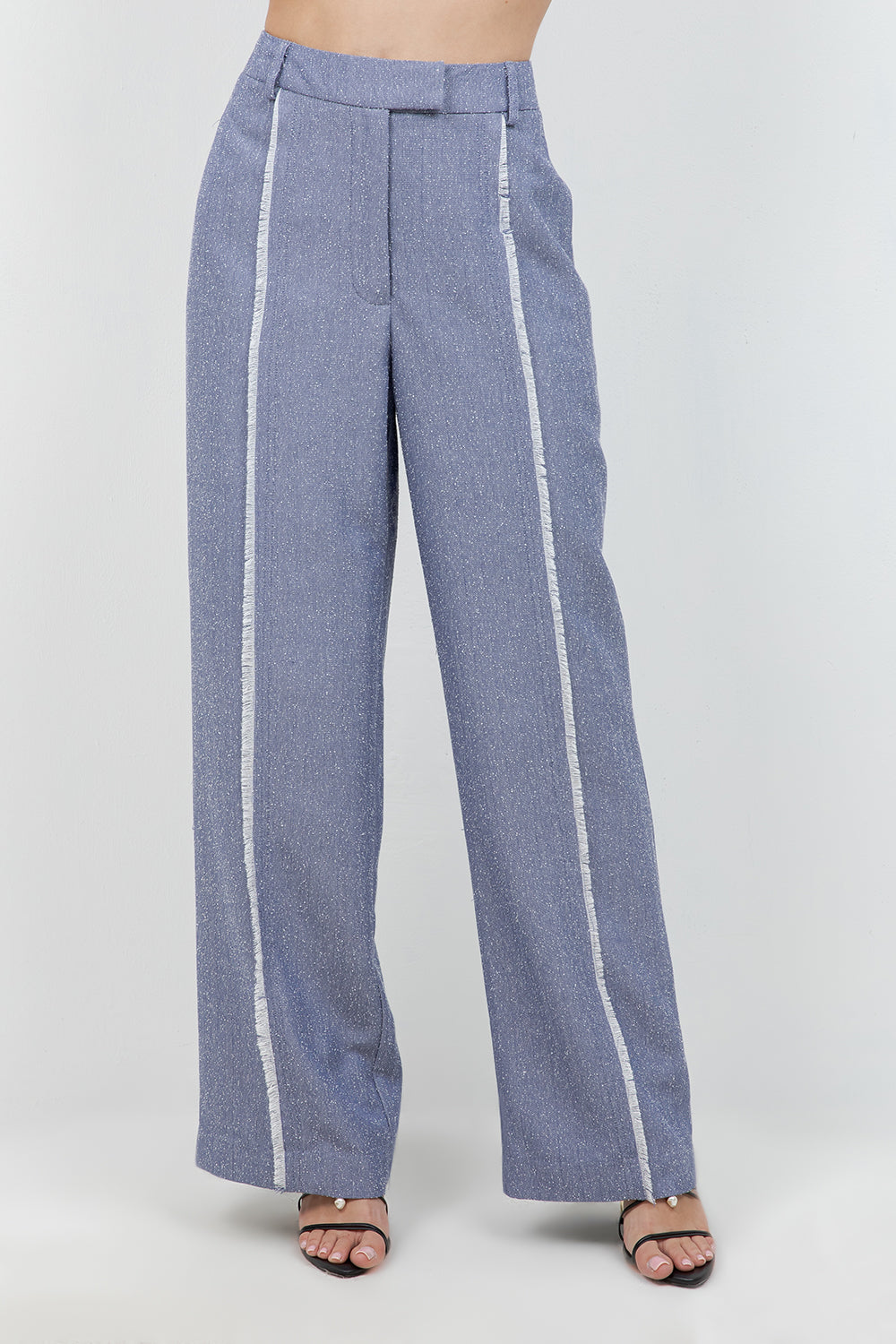 FRAY EDGE DETAILED STRAIGHT LEG TROUSERS - Denim Blue - Whiteroom+Cactus