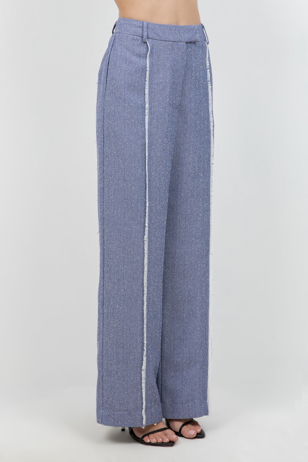 FRAY EDGE DETAILED STRAIGHT LEG TROUSERS - Denim Blue - Whiteroom+Cactus