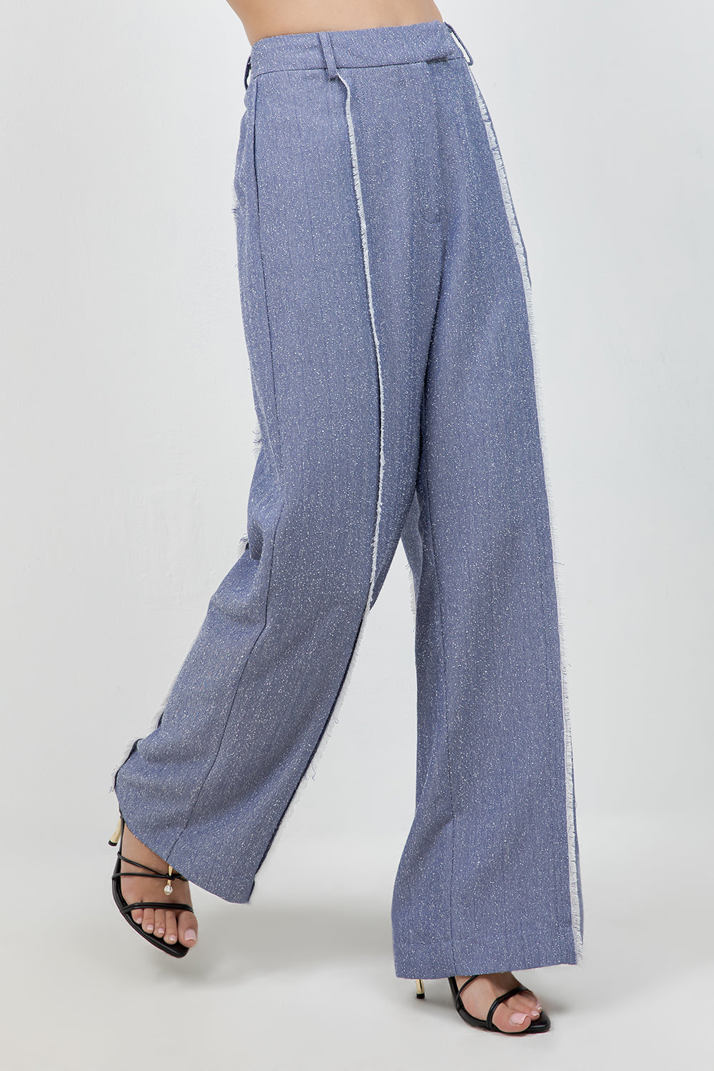 FRAY EDGE DETAILED STRAIGHT LEG TROUSERS - Denim Blue - Whiteroom+Cactus