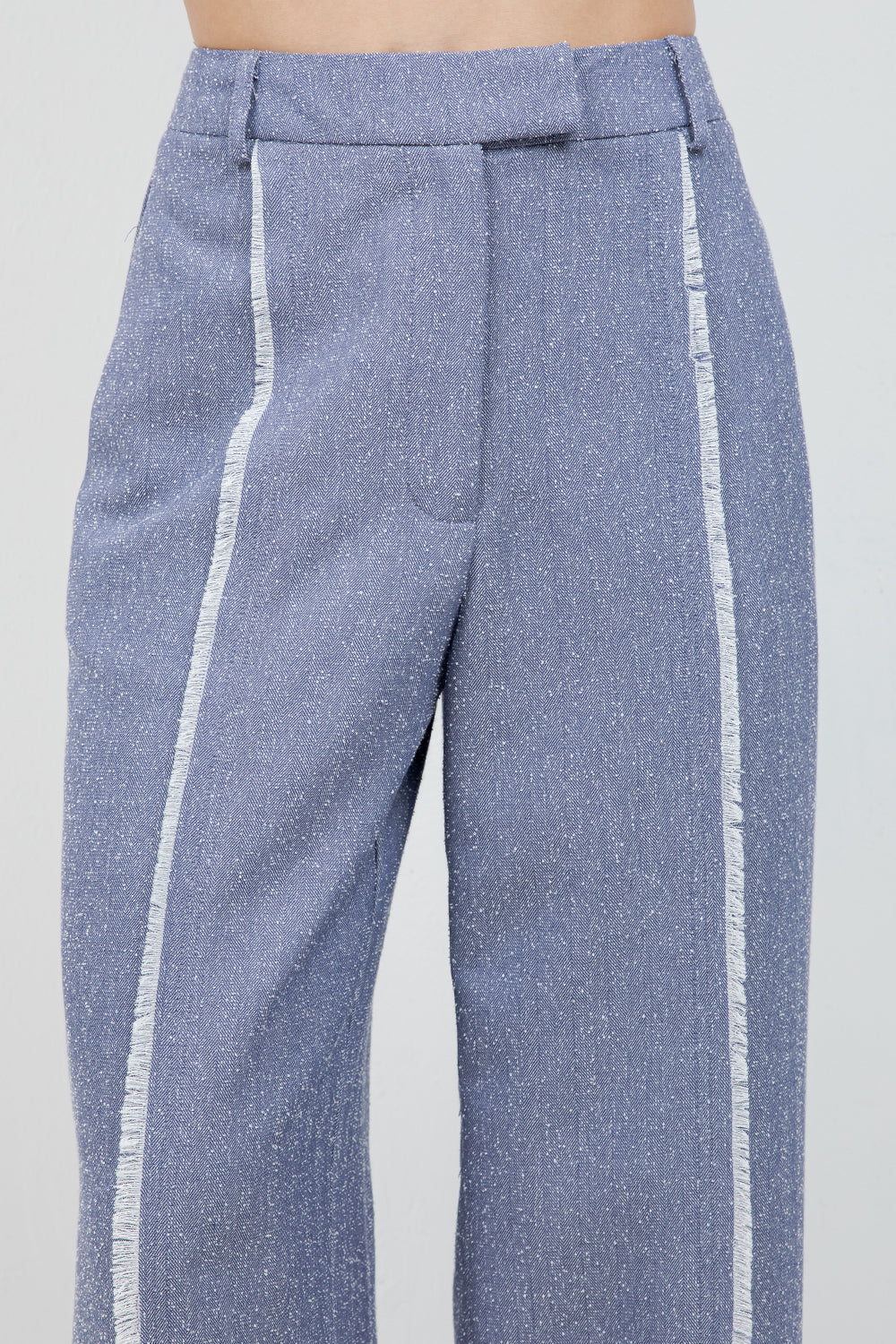 FRAY EDGE DETAILED STRAIGHT LEG TROUSERS - Denim Blue - Whiteroom+Cactus
