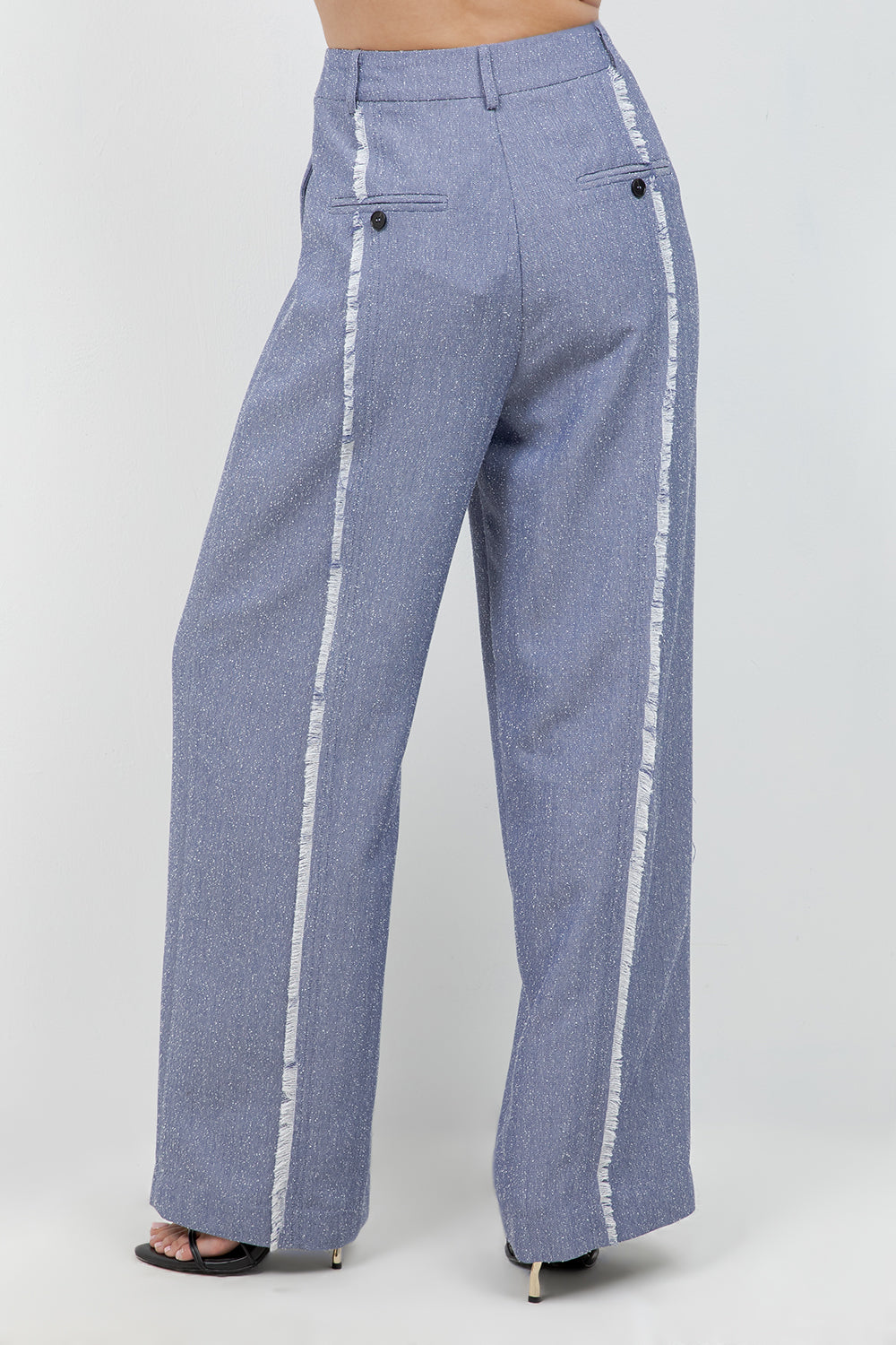 FRAY EDGE DETAILED STRAIGHT LEG TROUSERS - Denim Blue - Whiteroom+Cactus