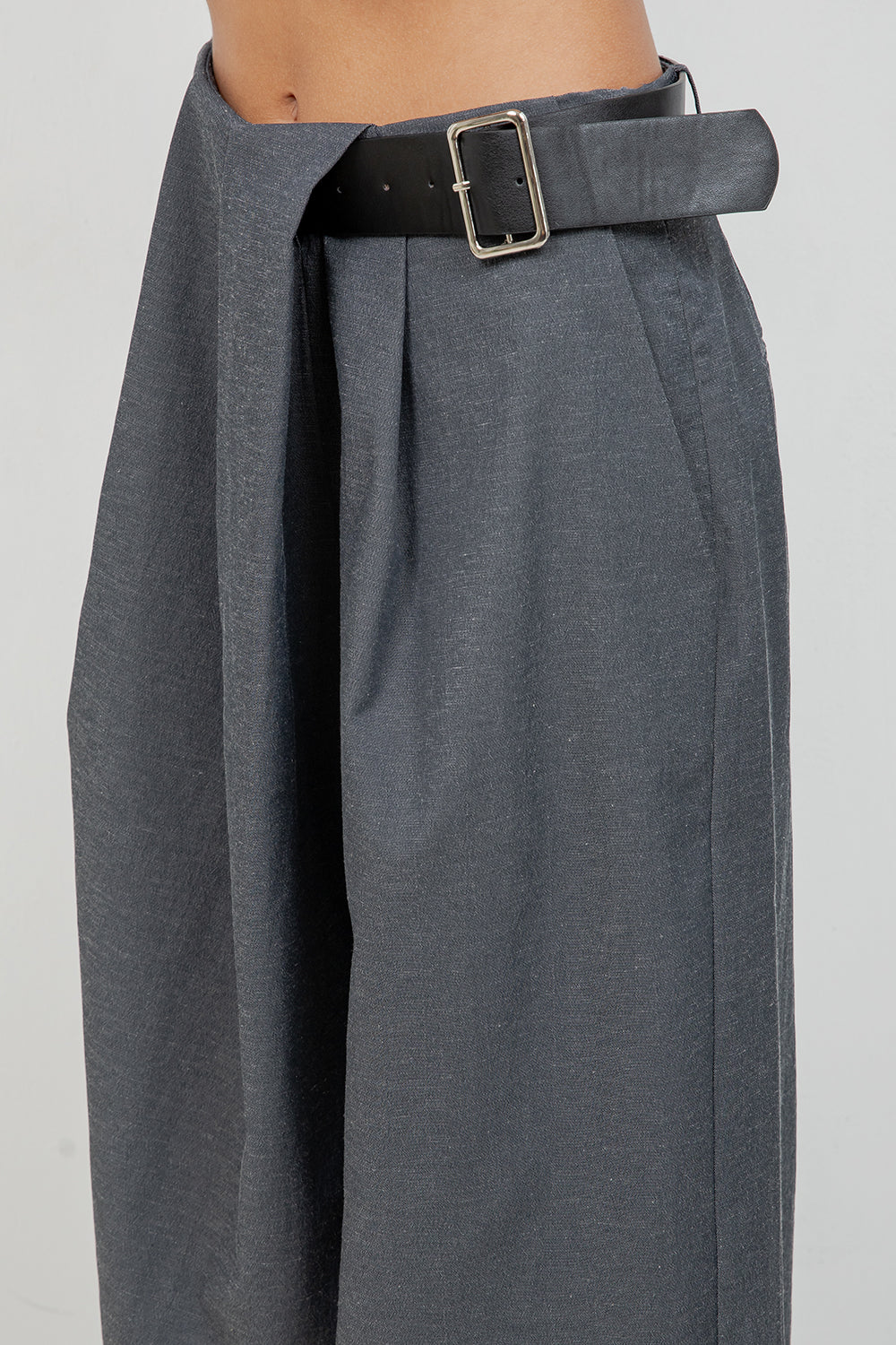 SOFT WOVEN DRAPE TROUSERS WITH BUILT IN BELT