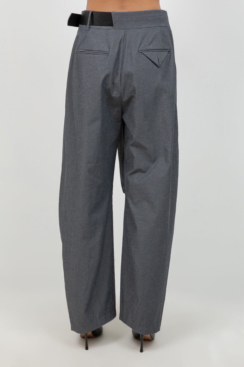 SOFT WOVEN DRAPE TROUSERS WITH BUILT IN BELT