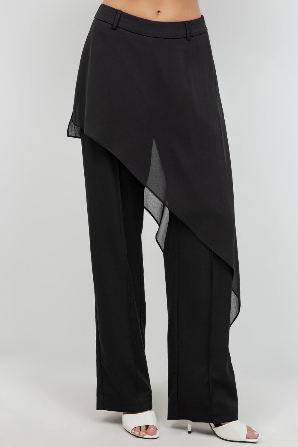 SOFT WOVEN TROUSERS WITH CHIFFON SKIRT OVERLAY - Whiteroom+Cactus
