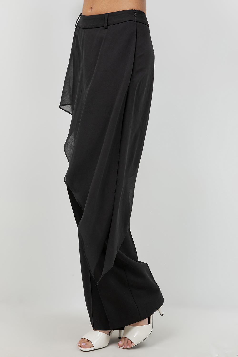 SOFT WOVEN TROUSERS WITH CHIFFON SKIRT OVERLAY - Whiteroom+Cactus