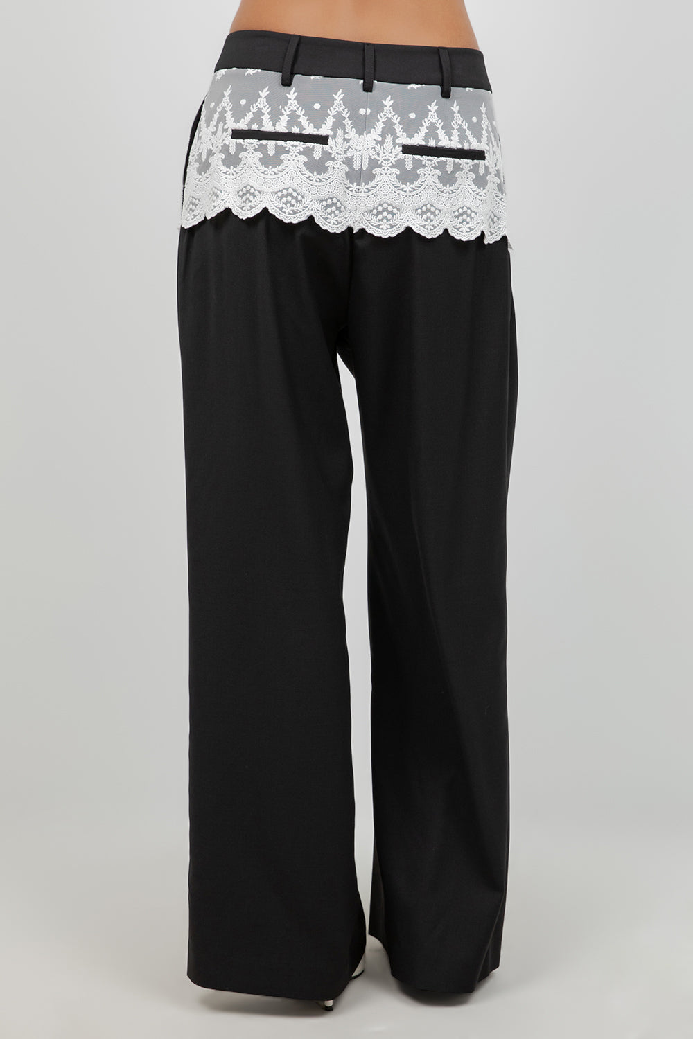STRAIGHT LEG TROUSERS WITH CONTRAST WAIST LACE - Whiteroom+Cactus