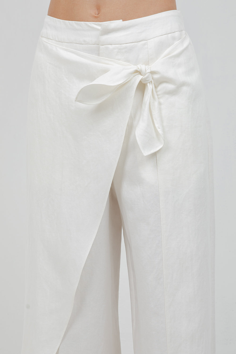 SOFT WOVEN TROUSERS WITH SELF OVERLAP TIE - Whiteroom+Cactus