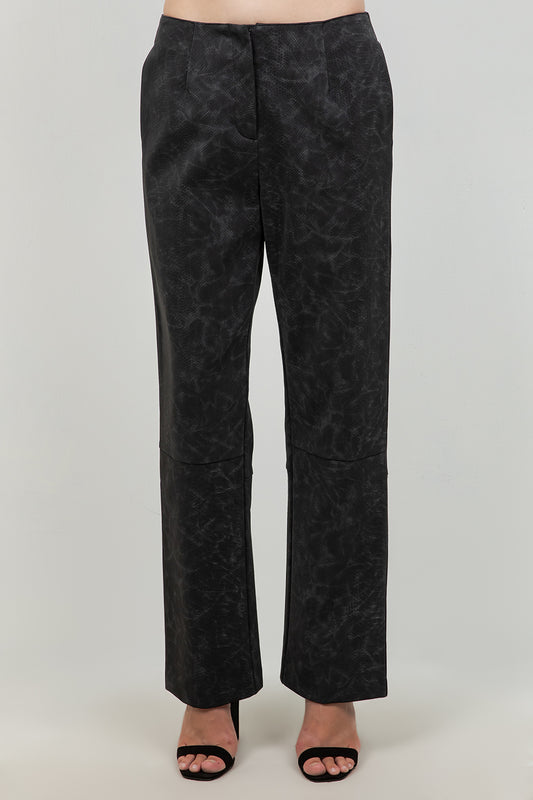 FAUX PU LEATHER SNAKE SKIN EFFECT PANTS