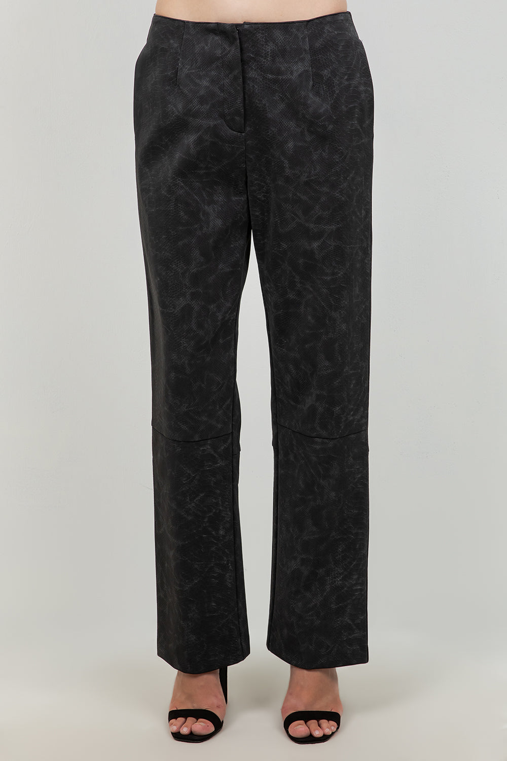 FAUX PU LEATHER SNAKE SKIN EFFECT PANTS
