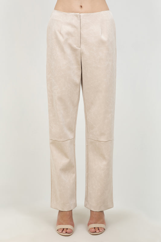 FAUX PU LEATHER SNAKE SKIN EFFECT PANTS