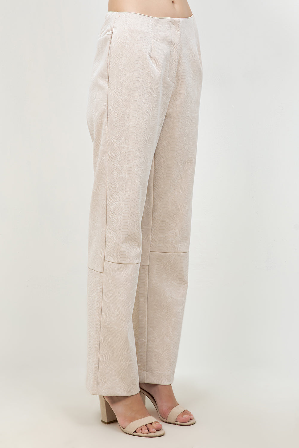 FAUX PU LEATHER SNAKE SKIN EFFECT PANTS