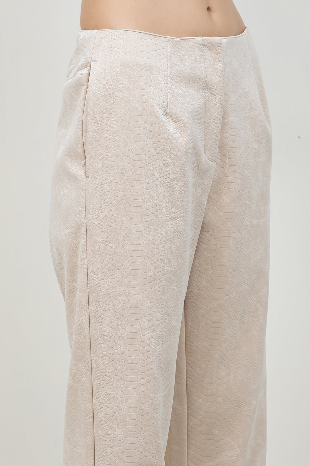 FAUX PU LEATHER SNAKE SKIN EFFECT PANTS