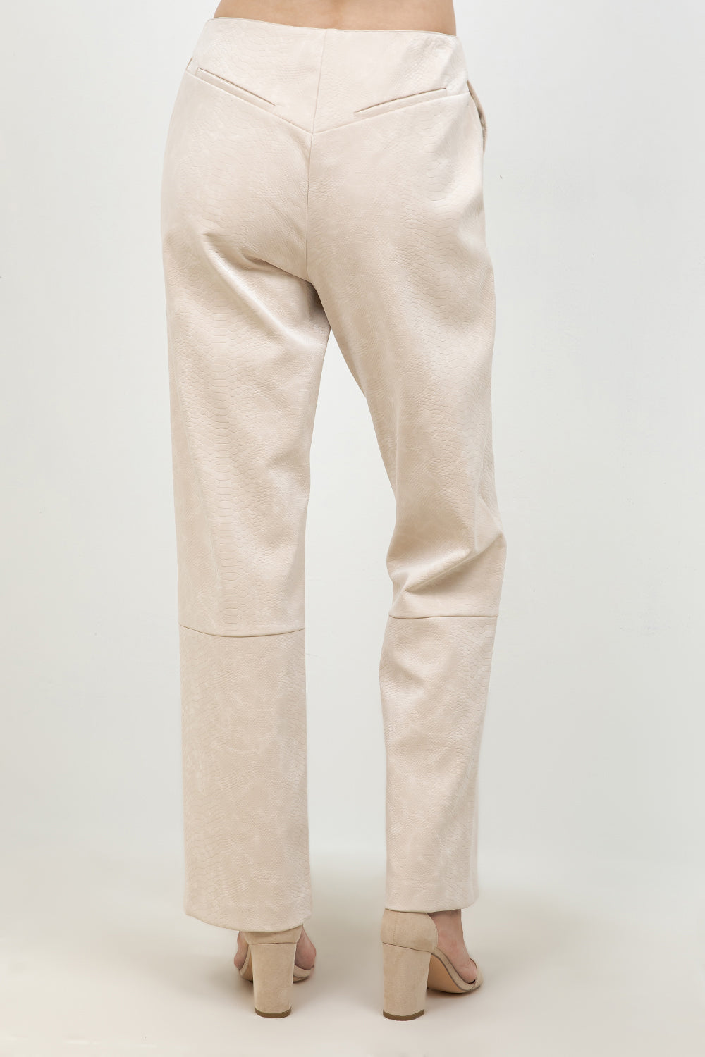 FAUX PU LEATHER SNAKE SKIN EFFECT PANTS