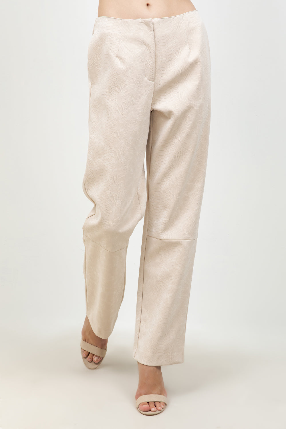 FAUX PU LEATHER SNAKE SKIN EFFECT PANTS