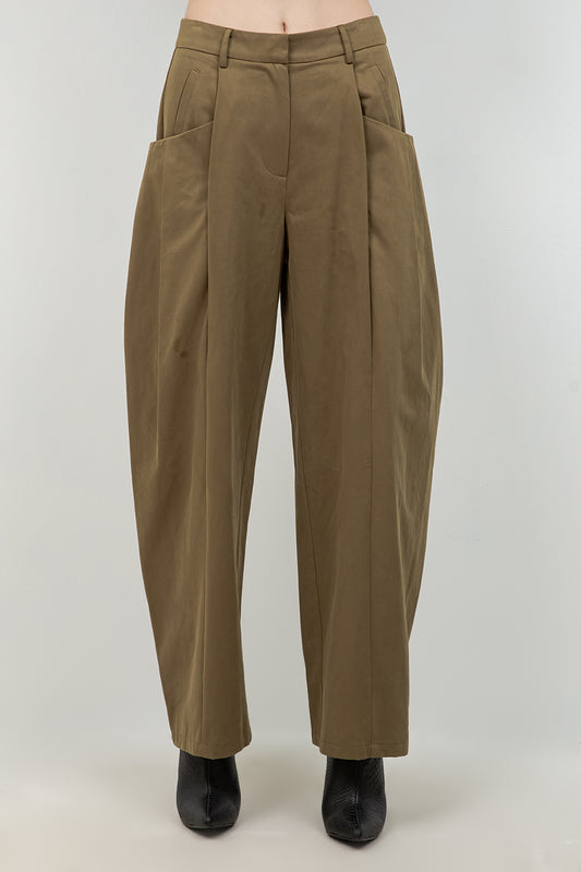COTTON SLIGHT BARREL TROUSERS WITH POCKET ACCENTS