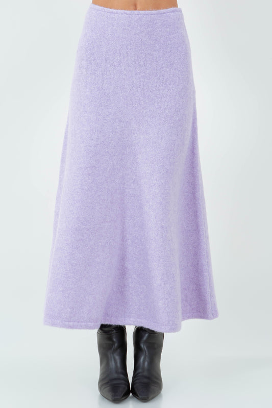 ANKLE LENGTH KNITDOWN SKIRT - LAVENDER