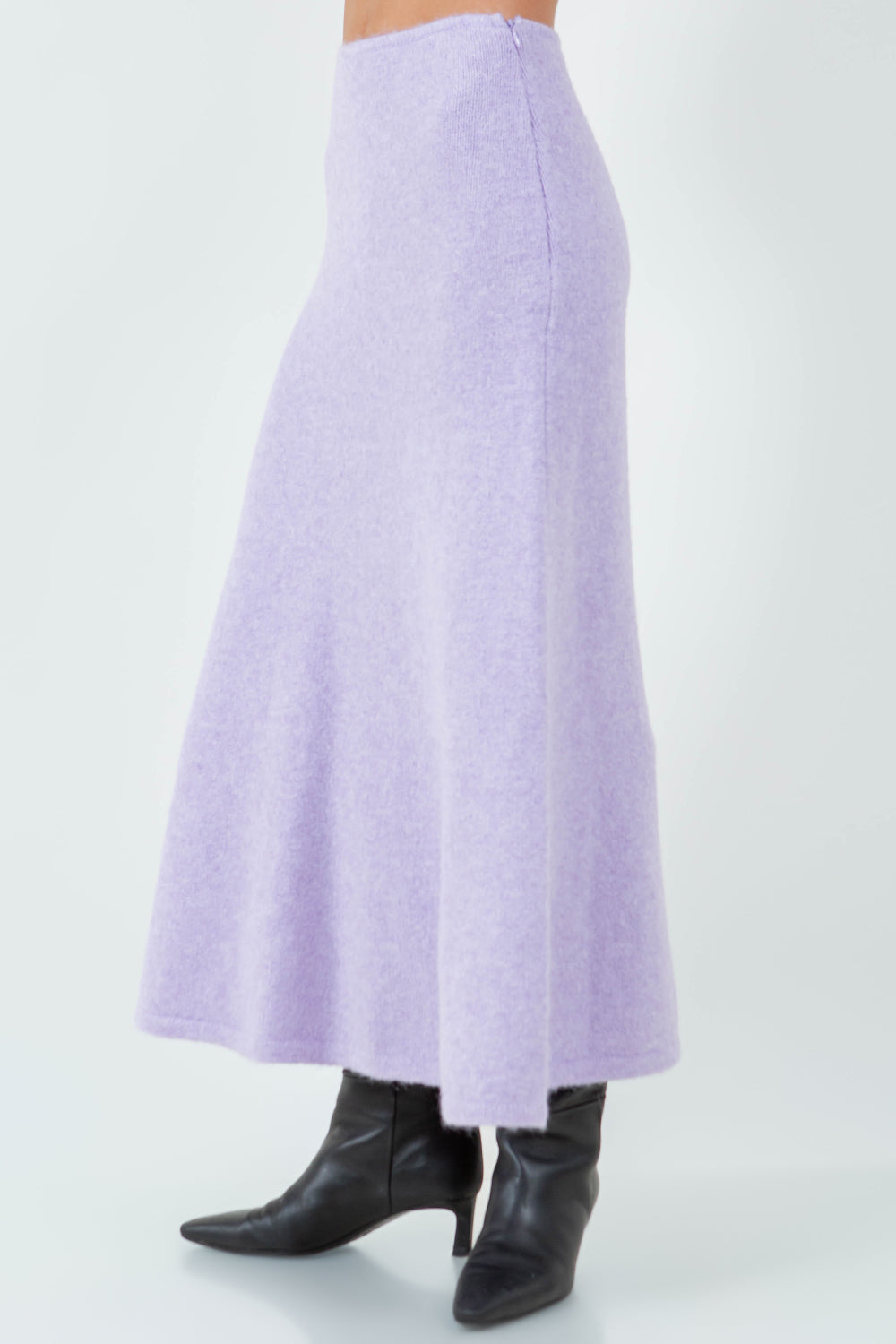 ANKLE LENGTH KNITDOWN SKIRT - LAVENDER