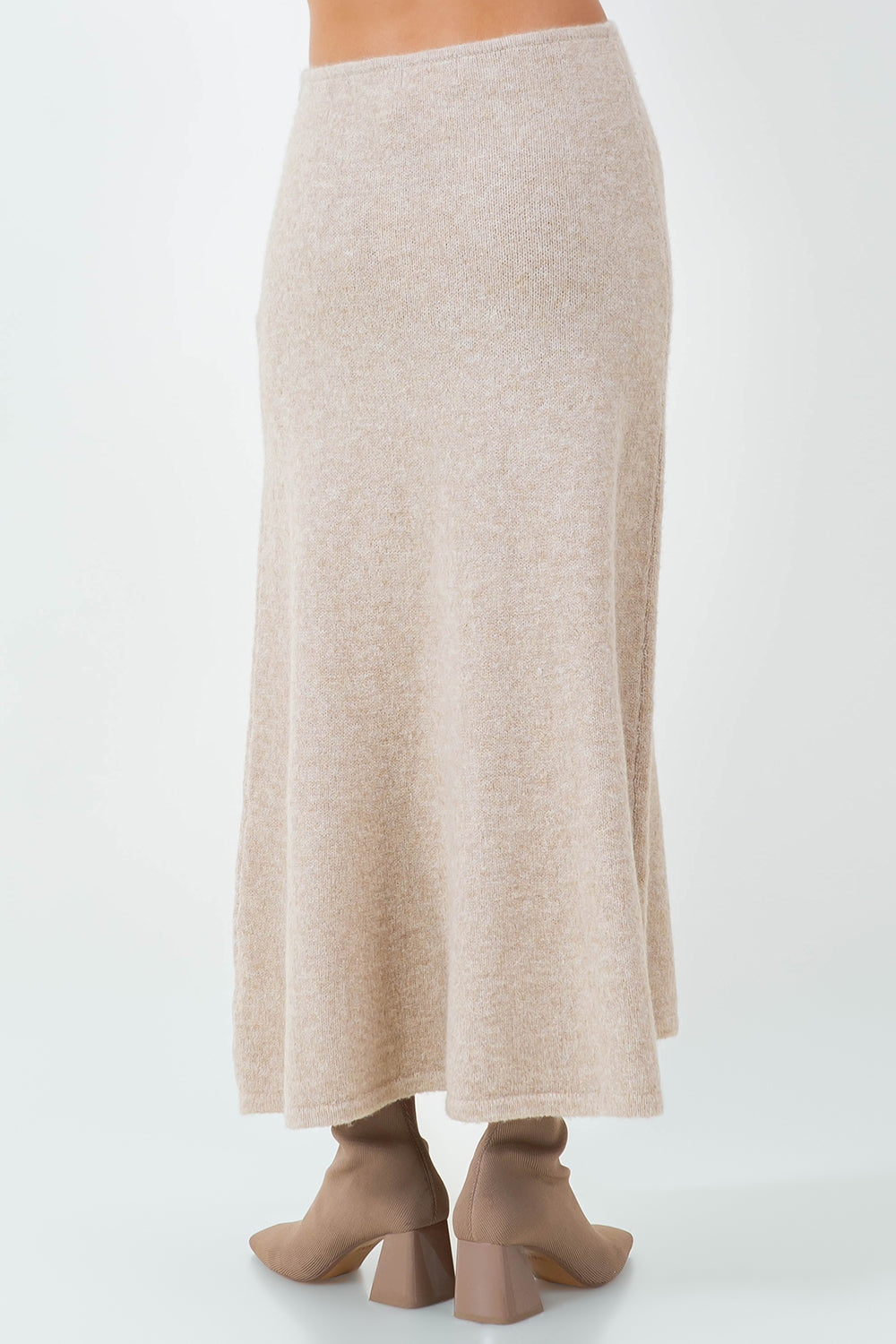 ANKLE LENGTH KNITDOWN SKIRT - OATMEAL