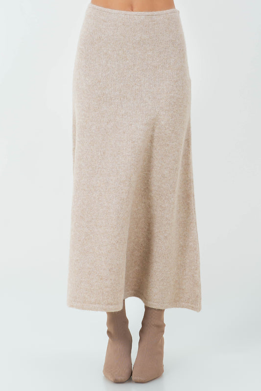 ANKLE LENGTH KNITDOWN SKIRT - OATMEAL