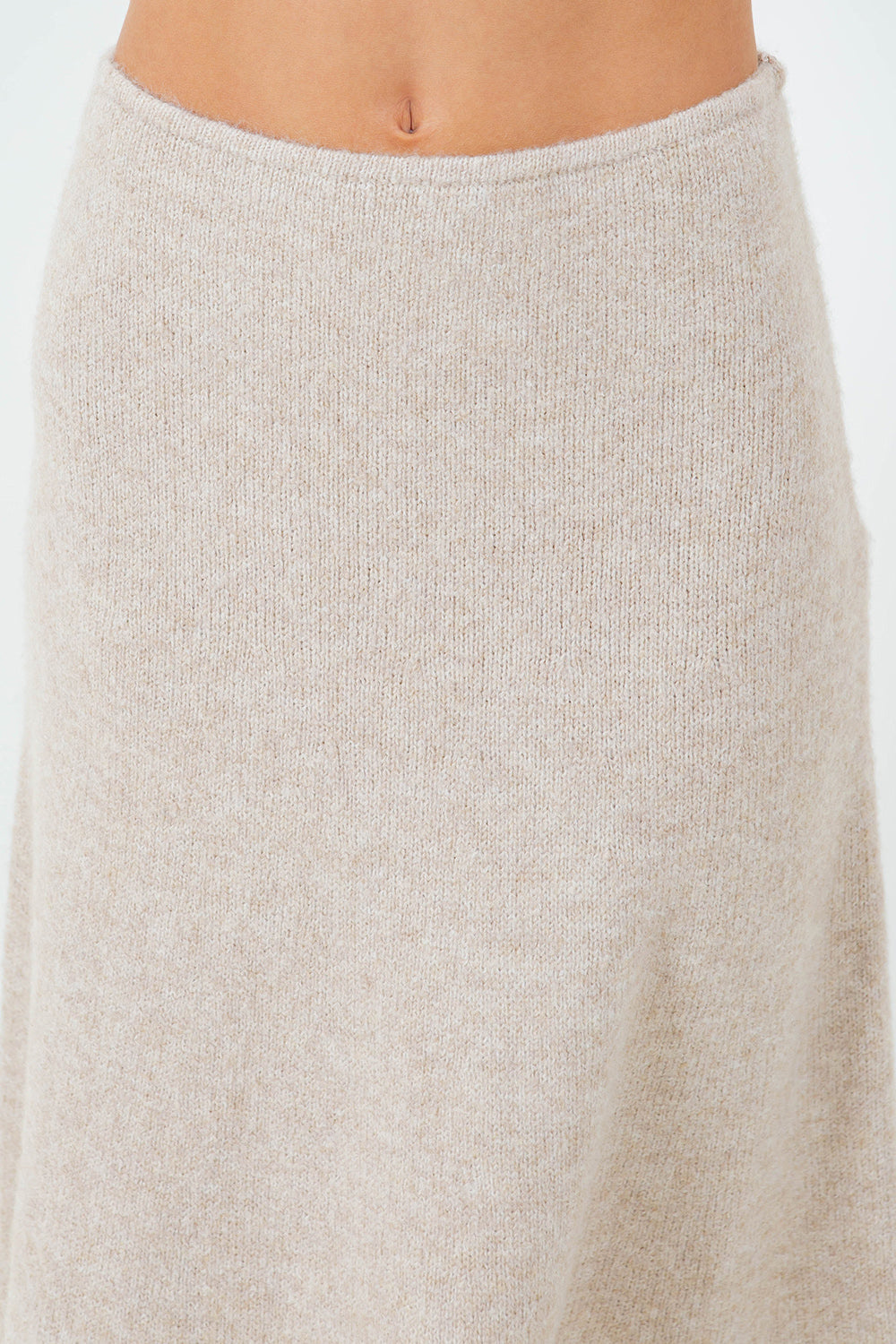 ANKLE LENGTH KNITDOWN SKIRT - OATMEAL