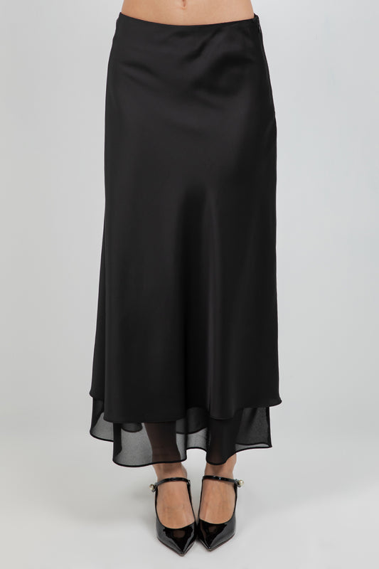 SOFT SATIN MIDI LENGTH SKIRT - Whiteroom+Cactus