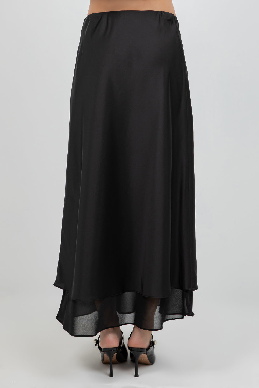 SOFT SATIN MIDI LENGTH SKIRT