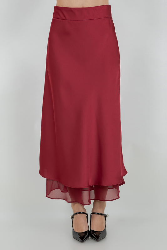 SOFT SATIN MIDI LENGTH SKIRT