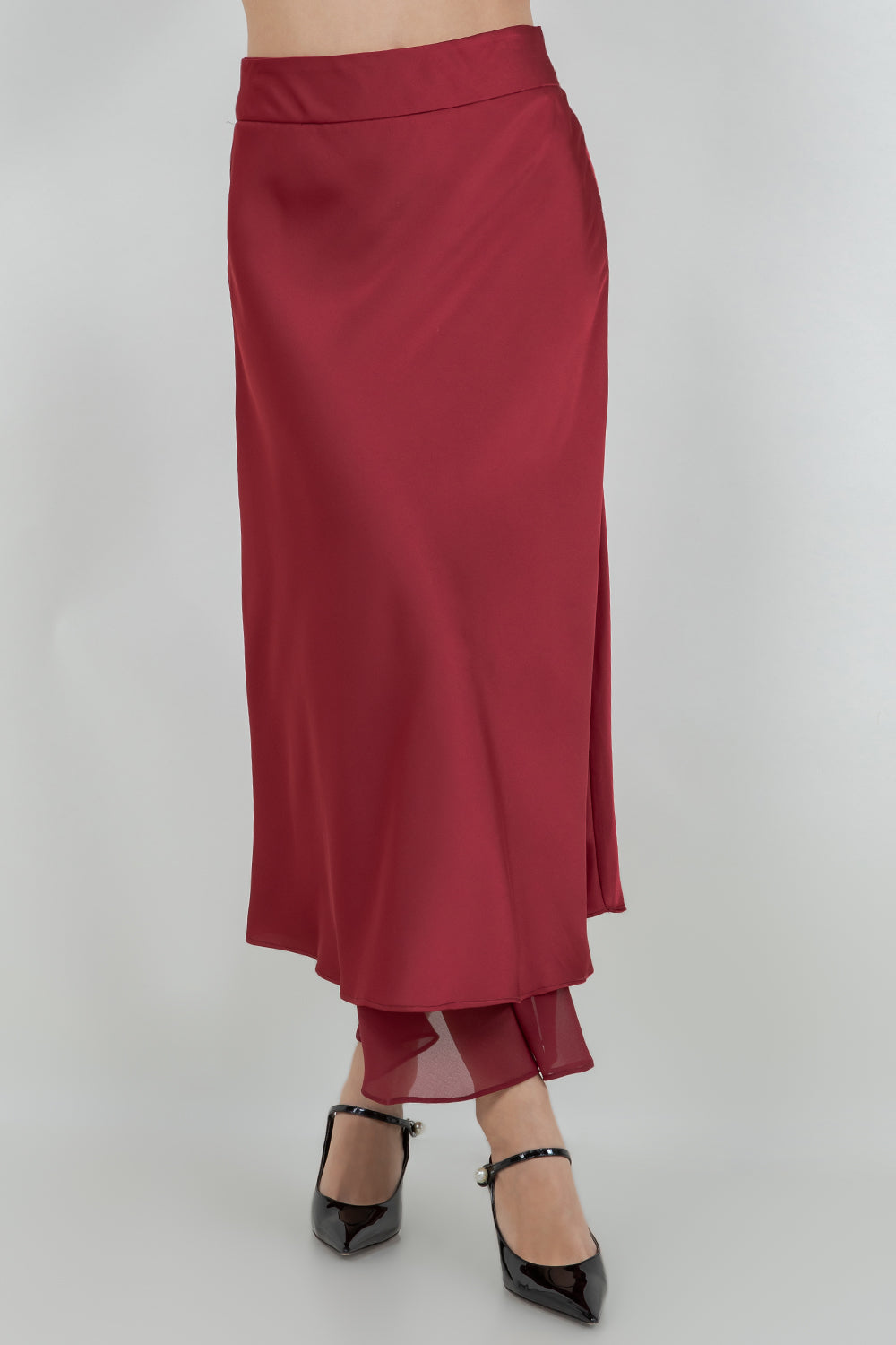 SOFT SATIN MIDI LENGTH SKIRT