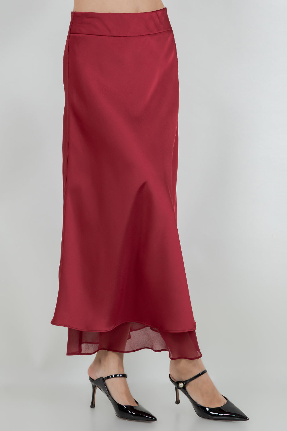 SOFT SATIN MIDI LENGTH SKIRT