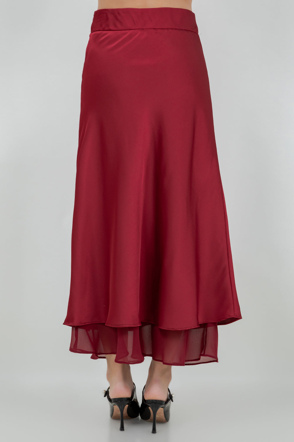 SOFT SATIN MIDI LENGTH SKIRT